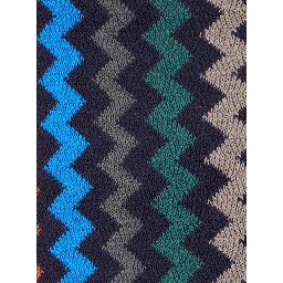 multicolor Scarf with all-over Zig Zag motif and fringed edge in wool and fabric blend for men