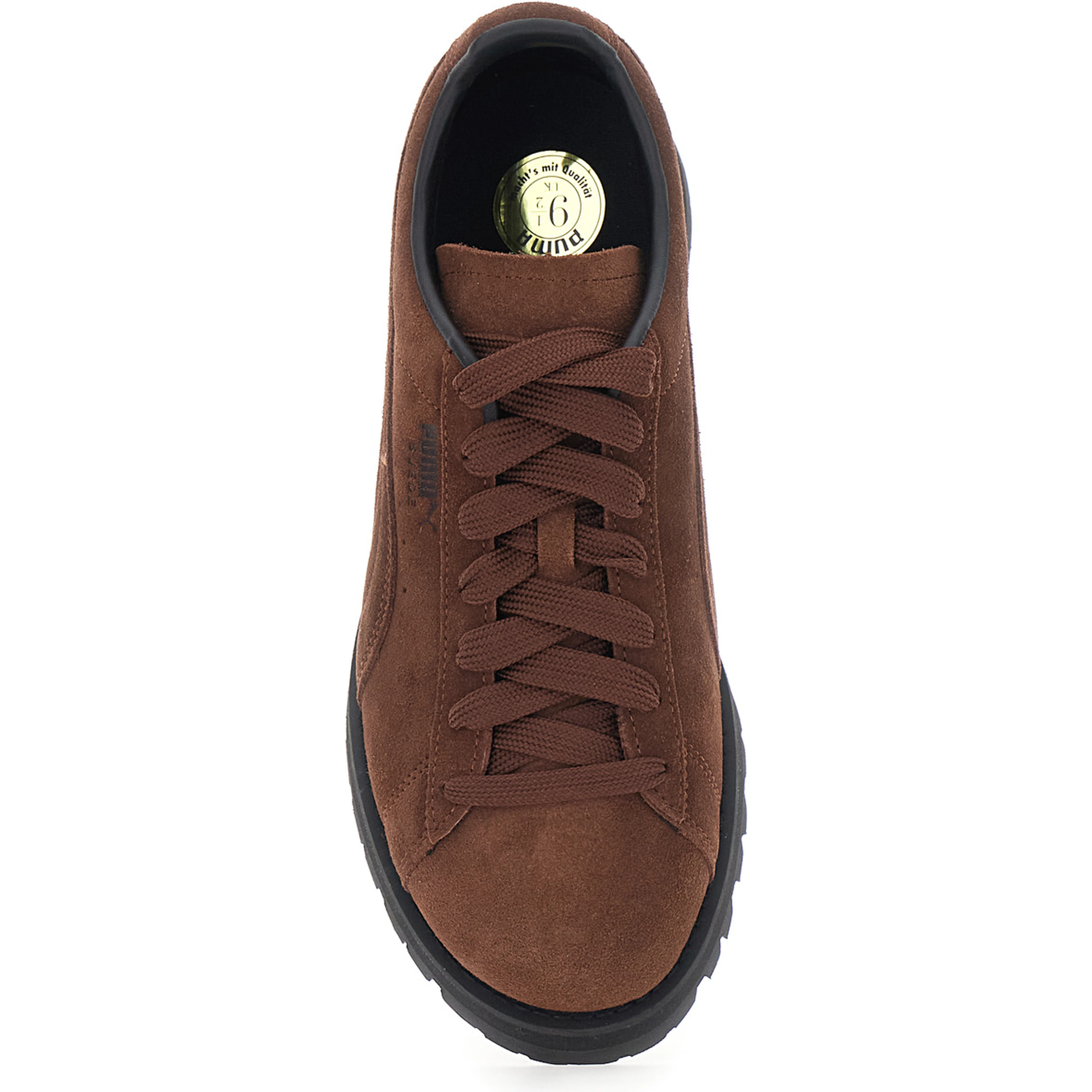 Brown sneakers with embossed logo on the side in suede for men