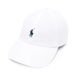 Baseball Hat BASEBALL CAP White with Pony Embroidery on the Front in Cotton Men
