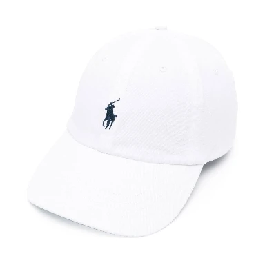 Baseball Hat BASEBALL CAP White with Pony Embroidery on the Front in Cotton Men