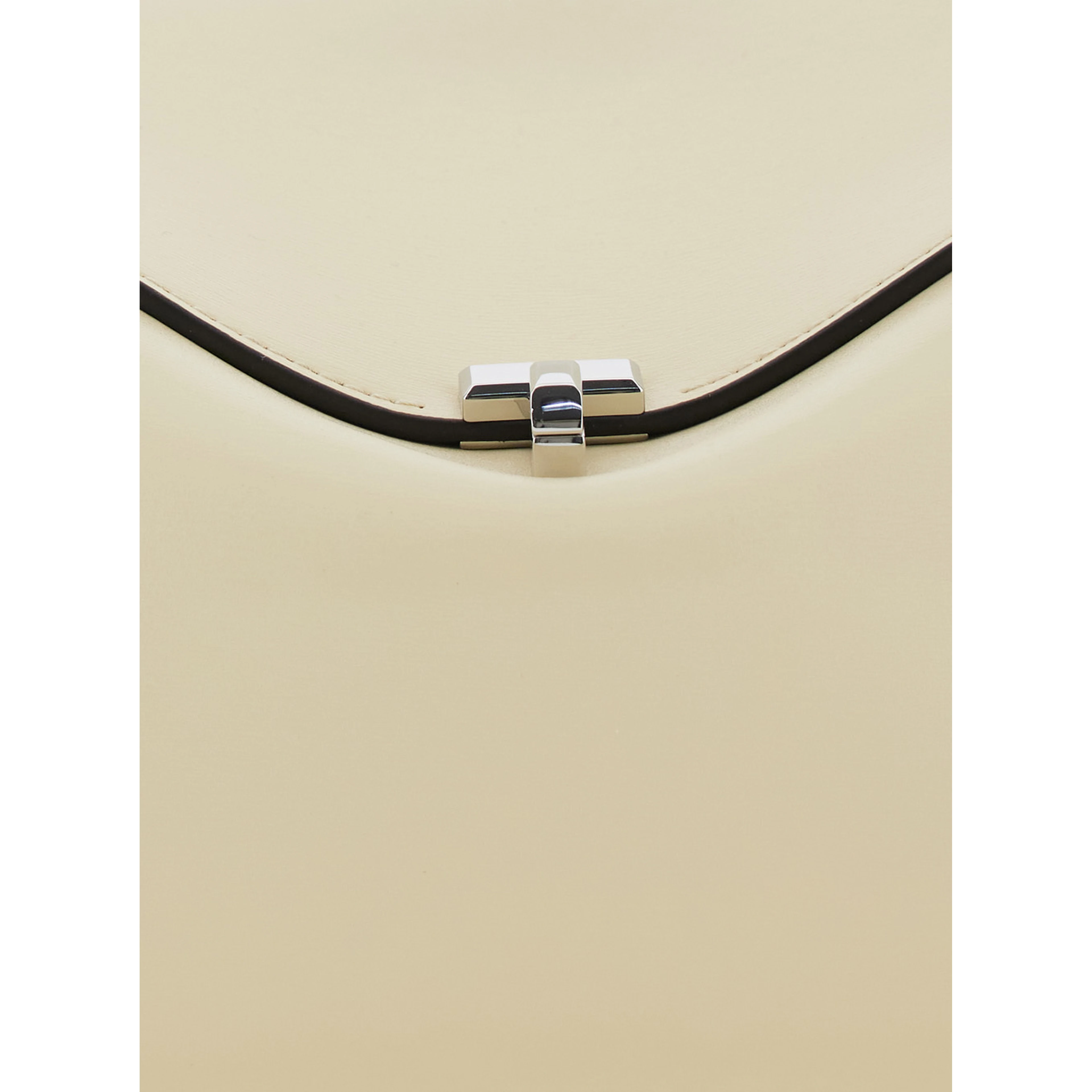 T-Lock beige Shoulder bag with T closure in leather for women