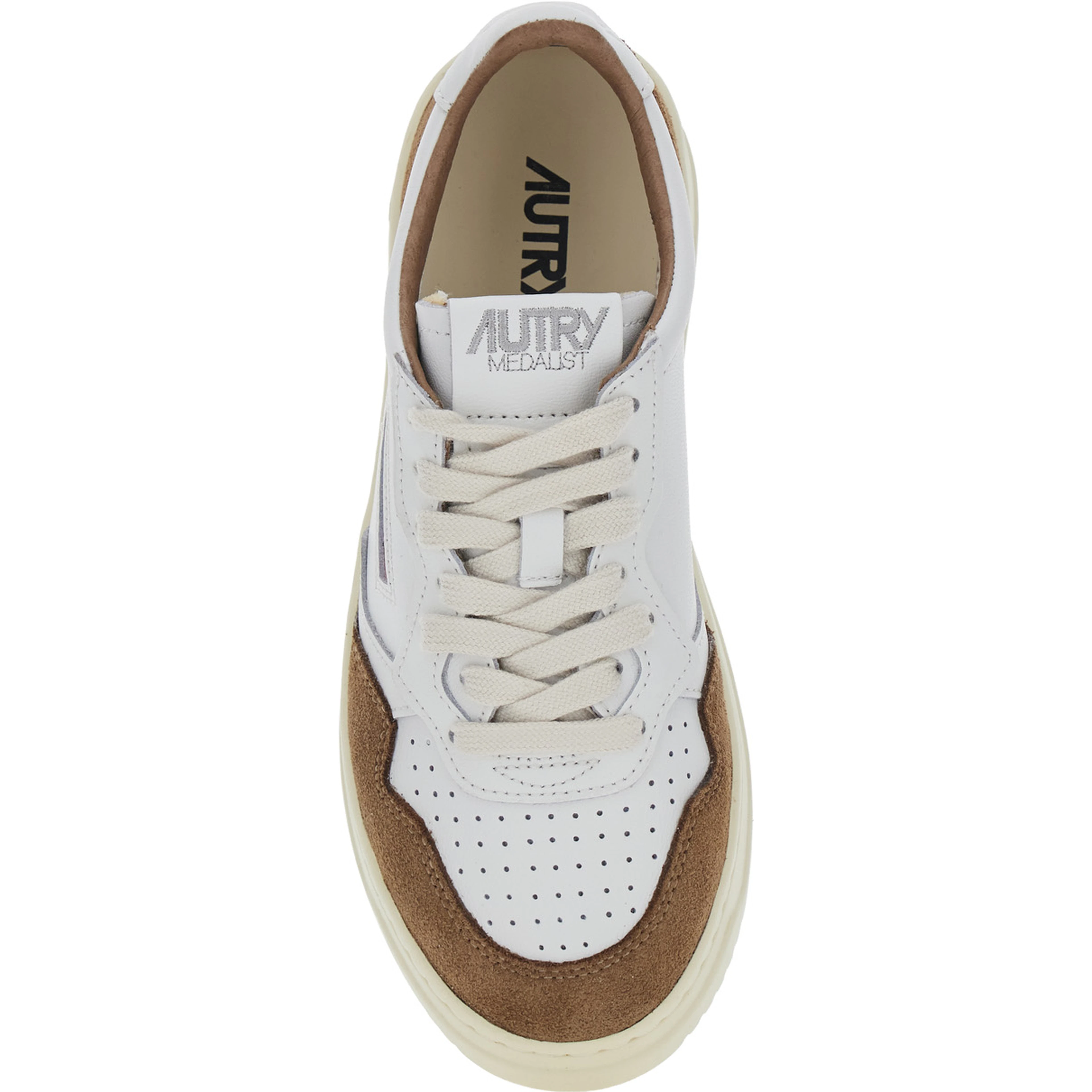 Medalist White Sneakers with Logo Patch on the Tongue and Suede Inserts in Leather for Women