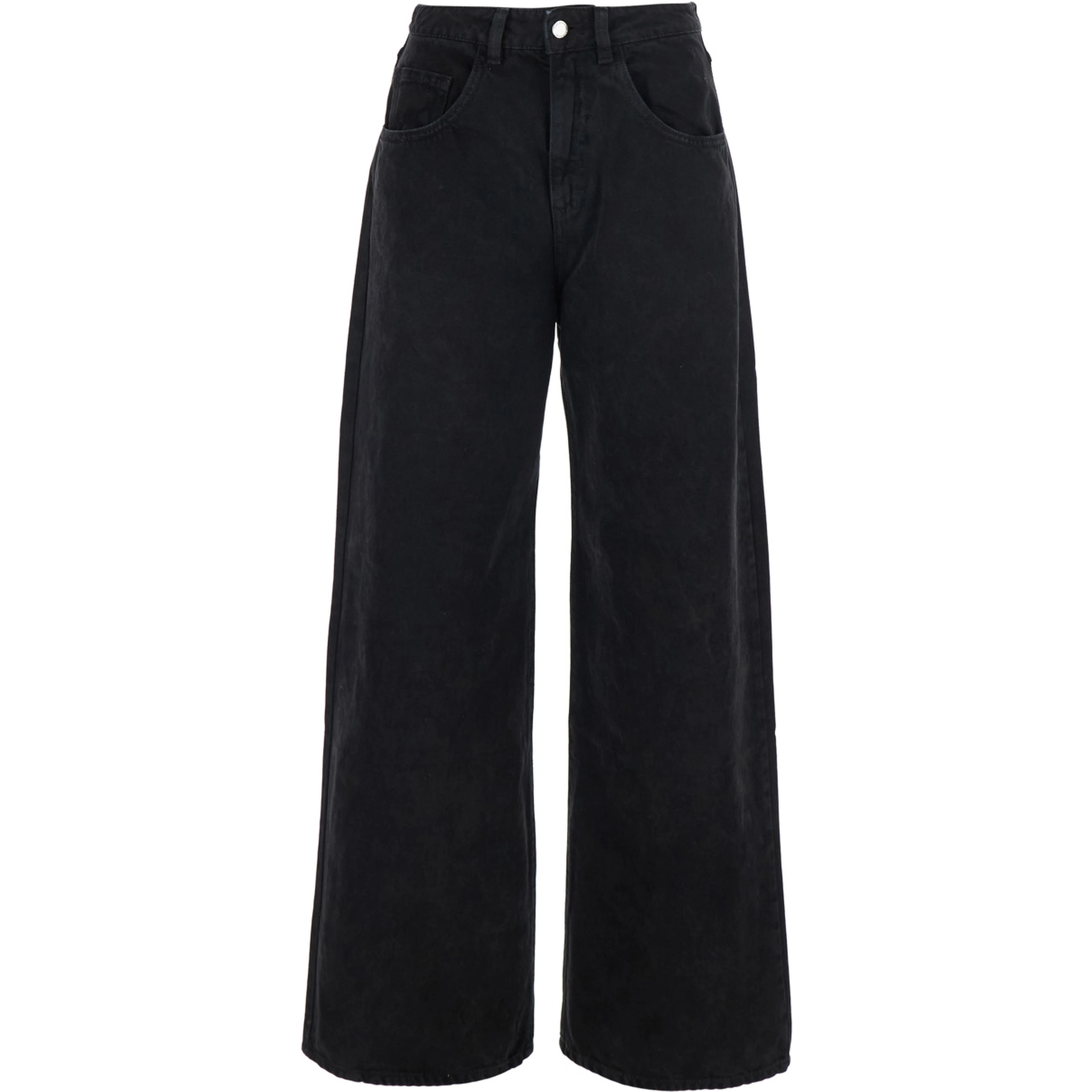 Poppy Black Jeans with logo patch on the back and wide leg in denim for women