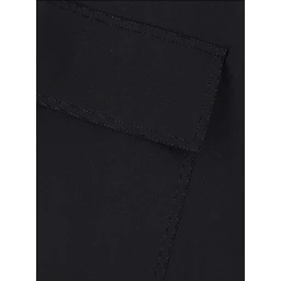 Black Asymmetrical Skirt with Drawstring and Button Closure in Cotton for Women