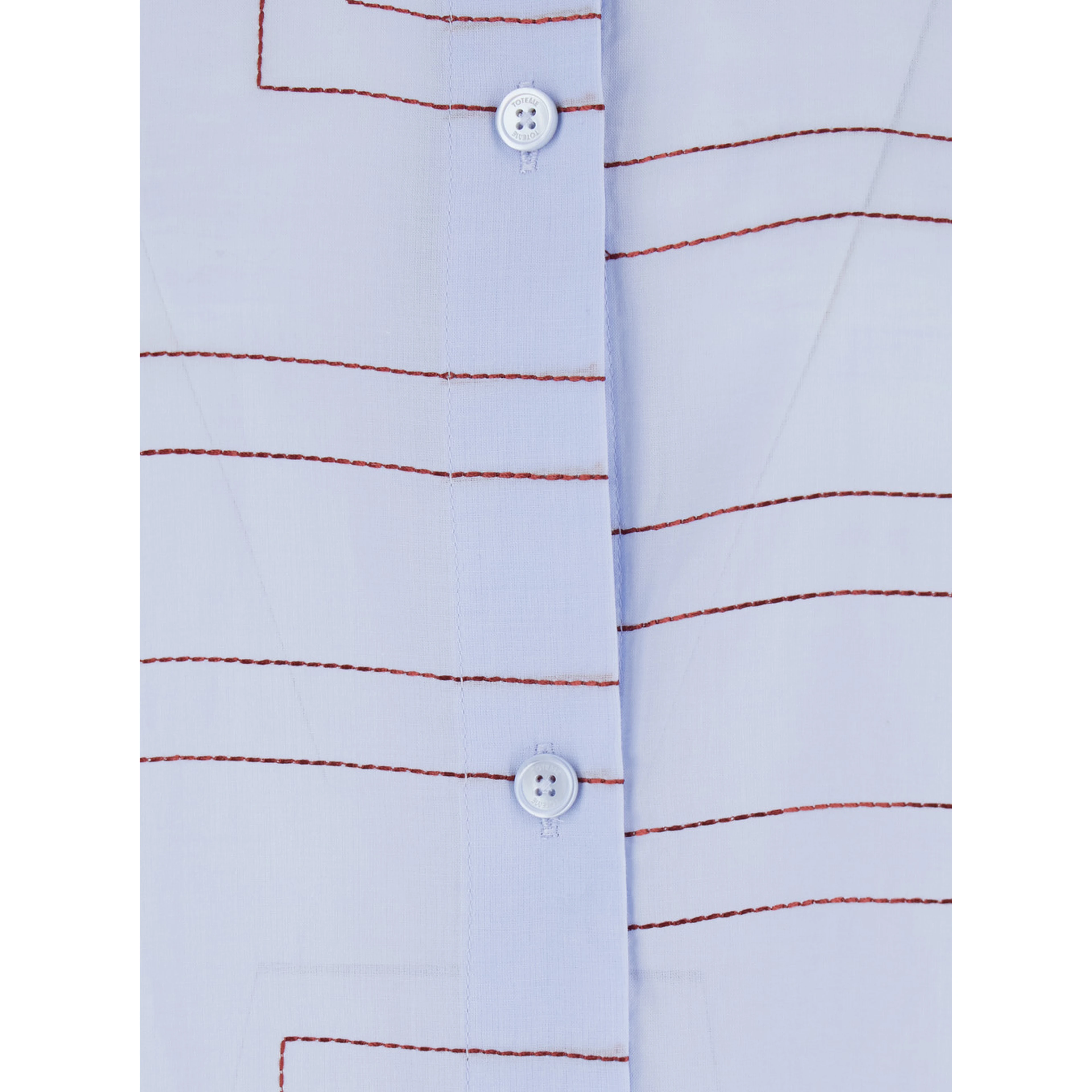 Blue Long Dress with Classic Collar and All-Over Monogram Logo in Cotton Blend for Women