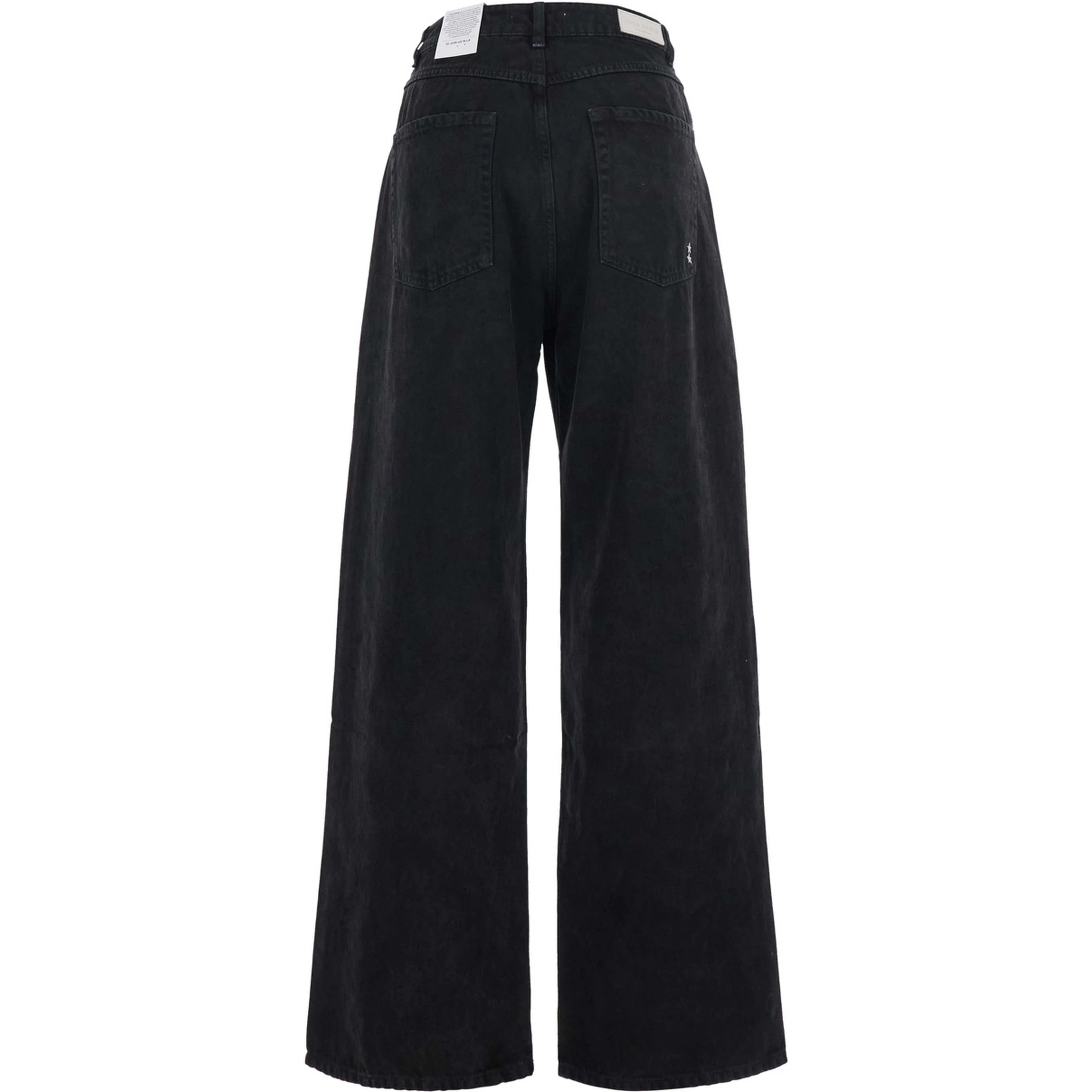 Poppy Black Jeans with logo patch on the back and wide leg in denim for women