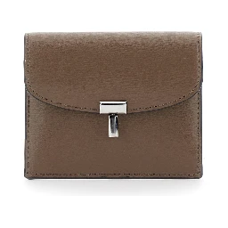 Brown Cardholder with T-lock closure in leather for women