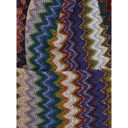 Multicolor Beanie with Brim and ZigZag Motif in Wool Blend for Men