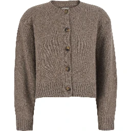 Remus Beige Cardigan with round neck and button closure in Blend Wool women