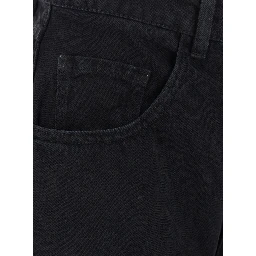 Poppy Black Jeans with logo patch on the back and wide leg in denim for women
