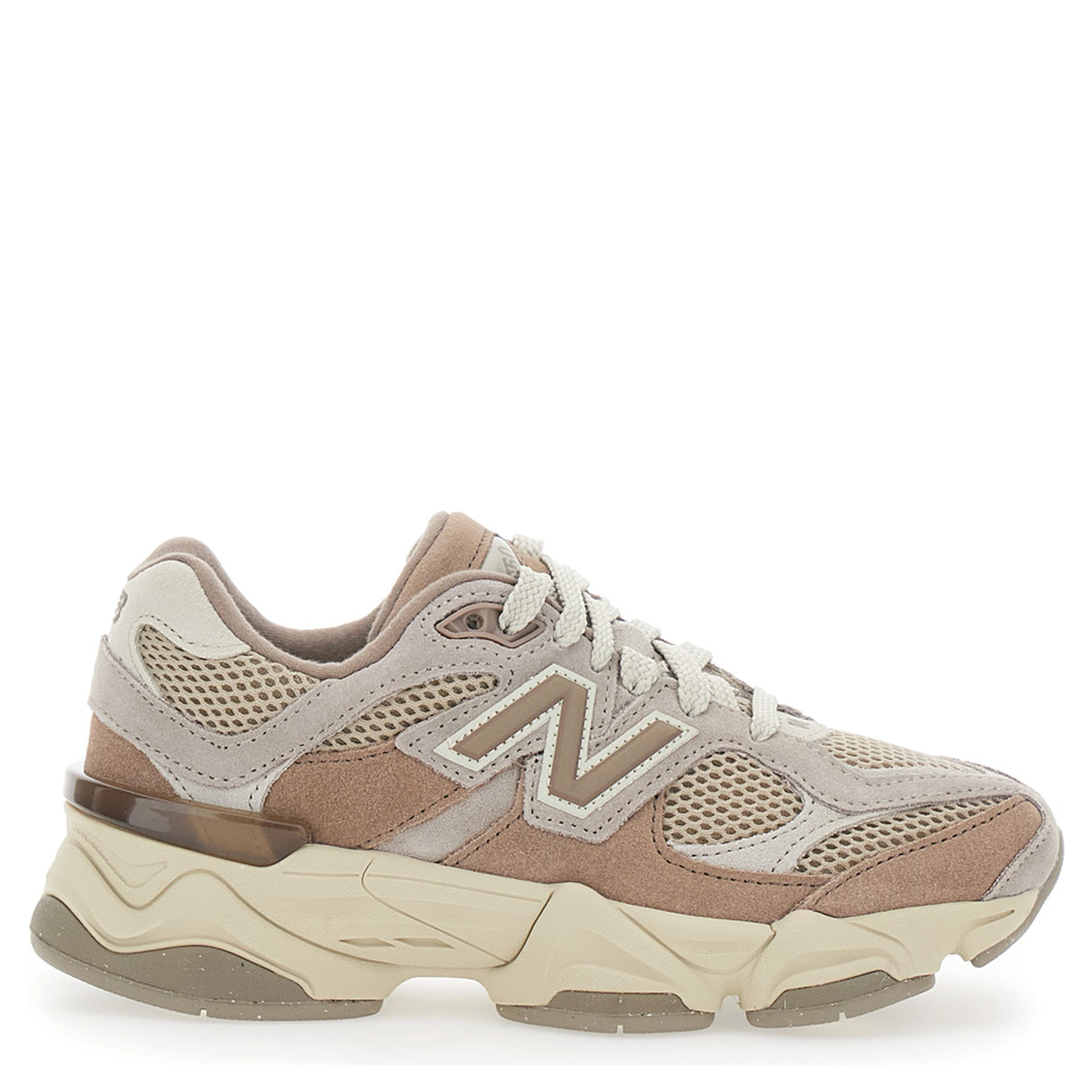 Brown Low Top Sneakers with Logo Patch on the Side and Perforated Design in Fabric Boy