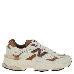 Beige Low Top Sneakers with Logo Patch on the Side and Perforated Design in Fabric Boy