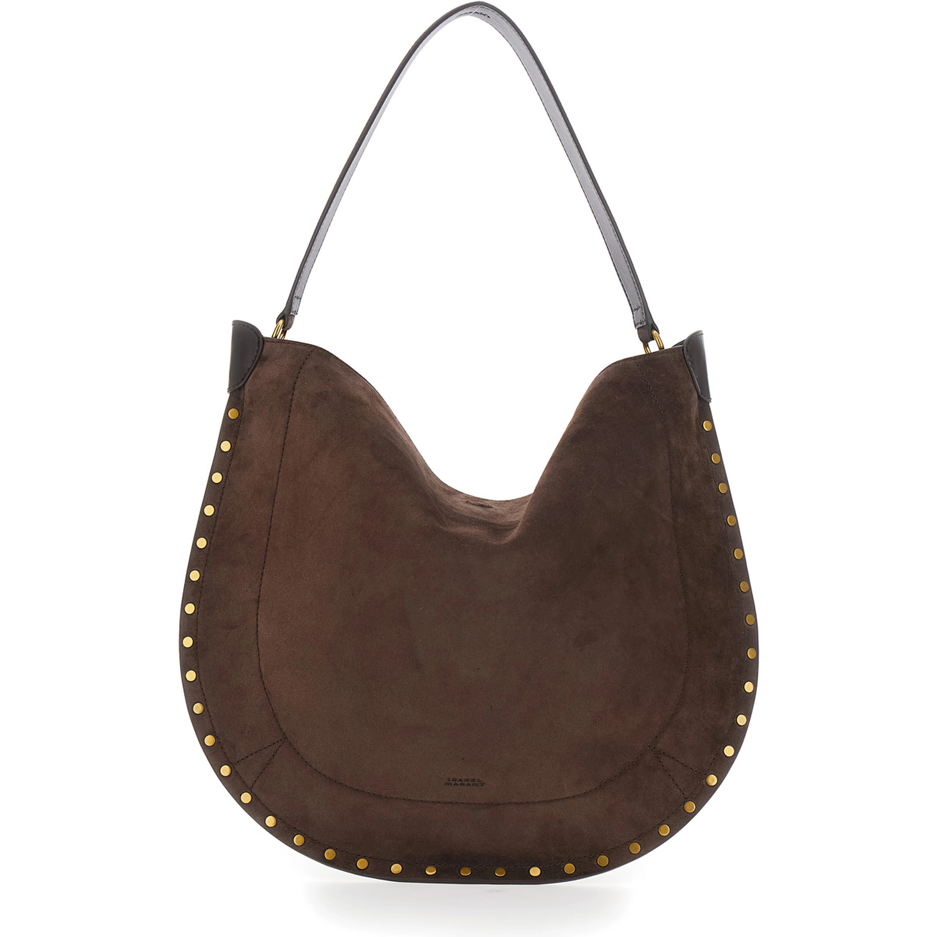 Oskan Hobo Brown Shoulder bag with Studded Trim in Suede for Women