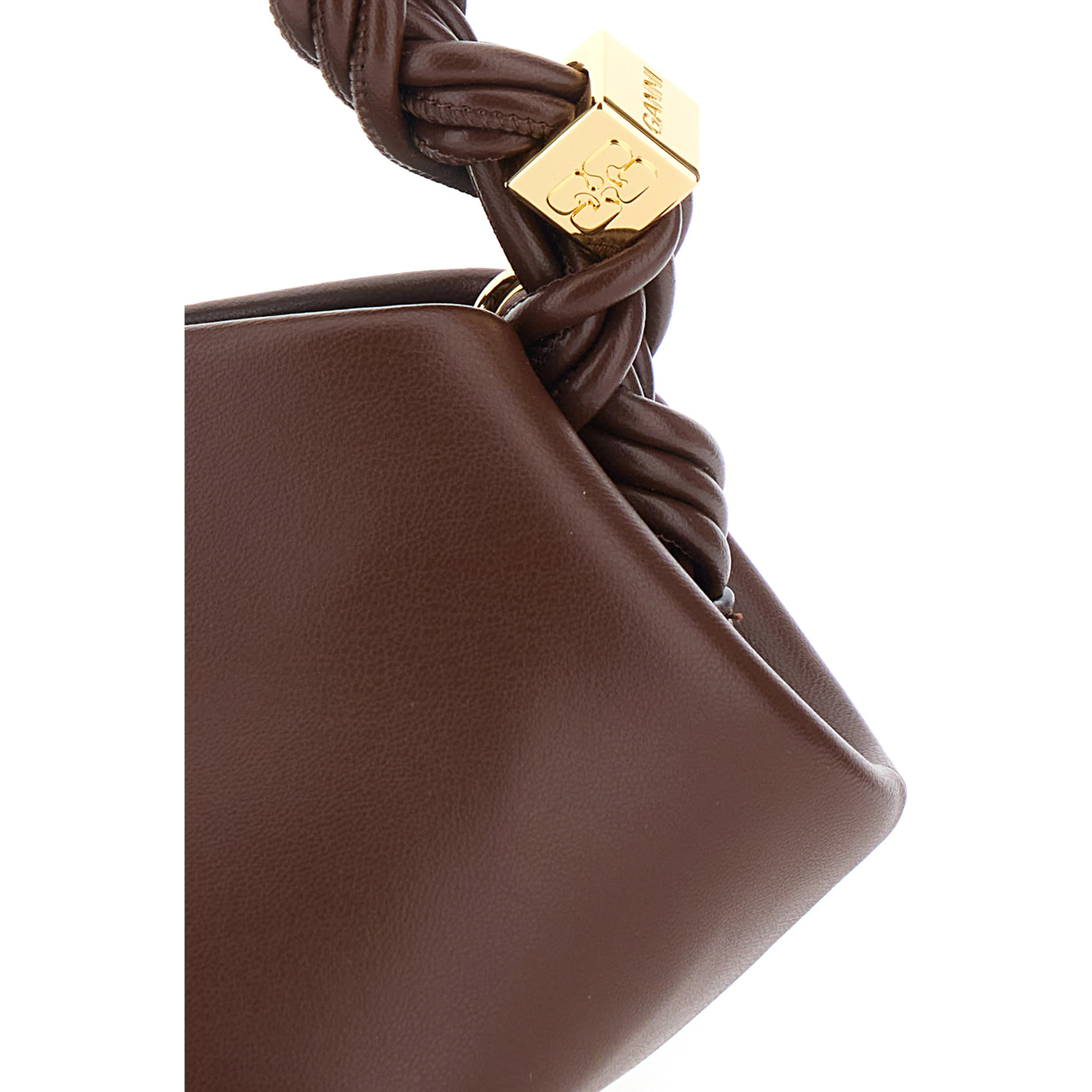 Bou Brown Mini Bag with Removable Shoulder Strap and Woven Handle in Leather Blend for Women