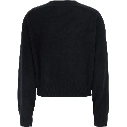 black sweater with V-neck and long sleeve in cashmere women
