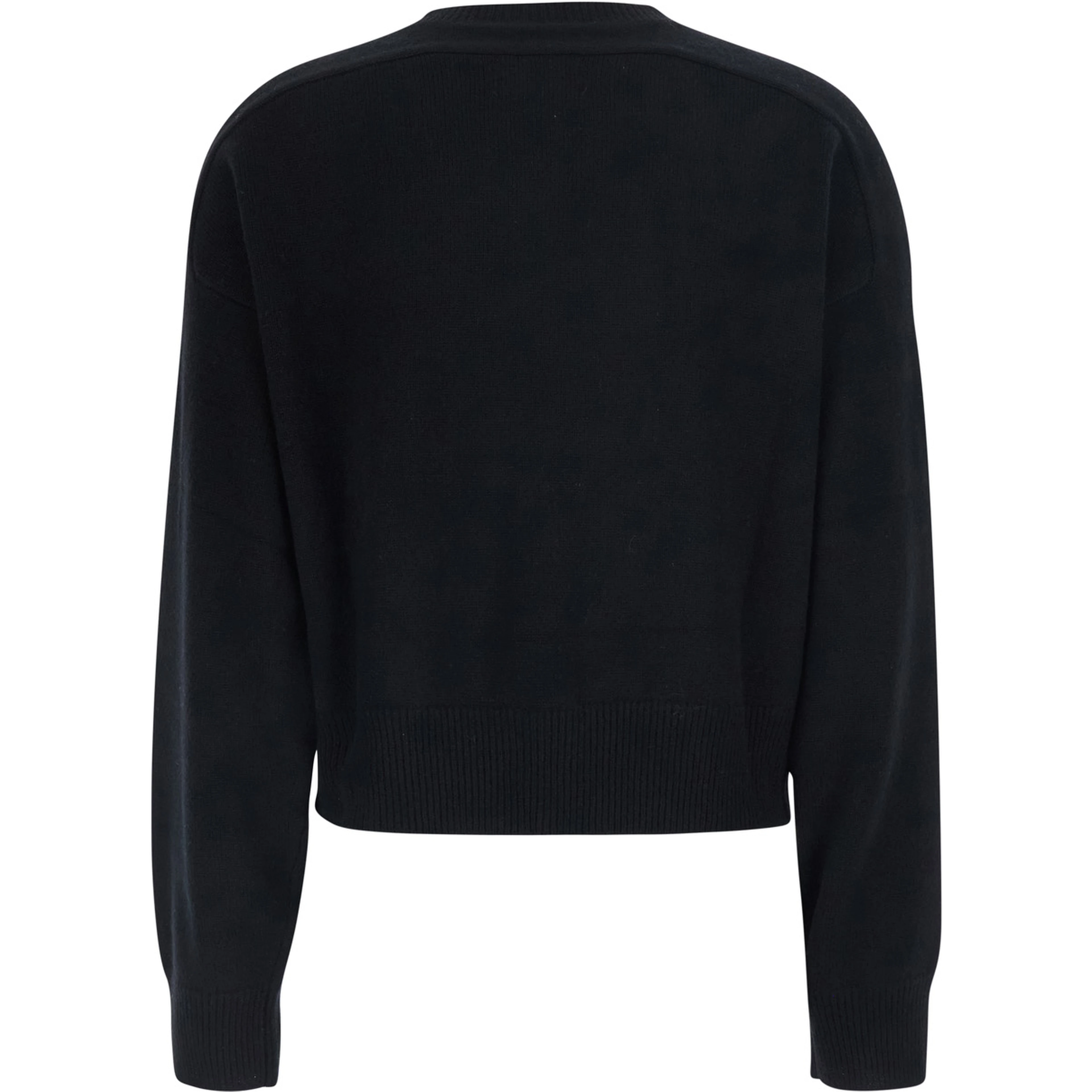 black sweater with V-neck and long sleeve in cashmere women