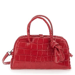 Le Petit Turismo Red Handbag with Adjustable and Removable Shoulder Strap in Leather for Women