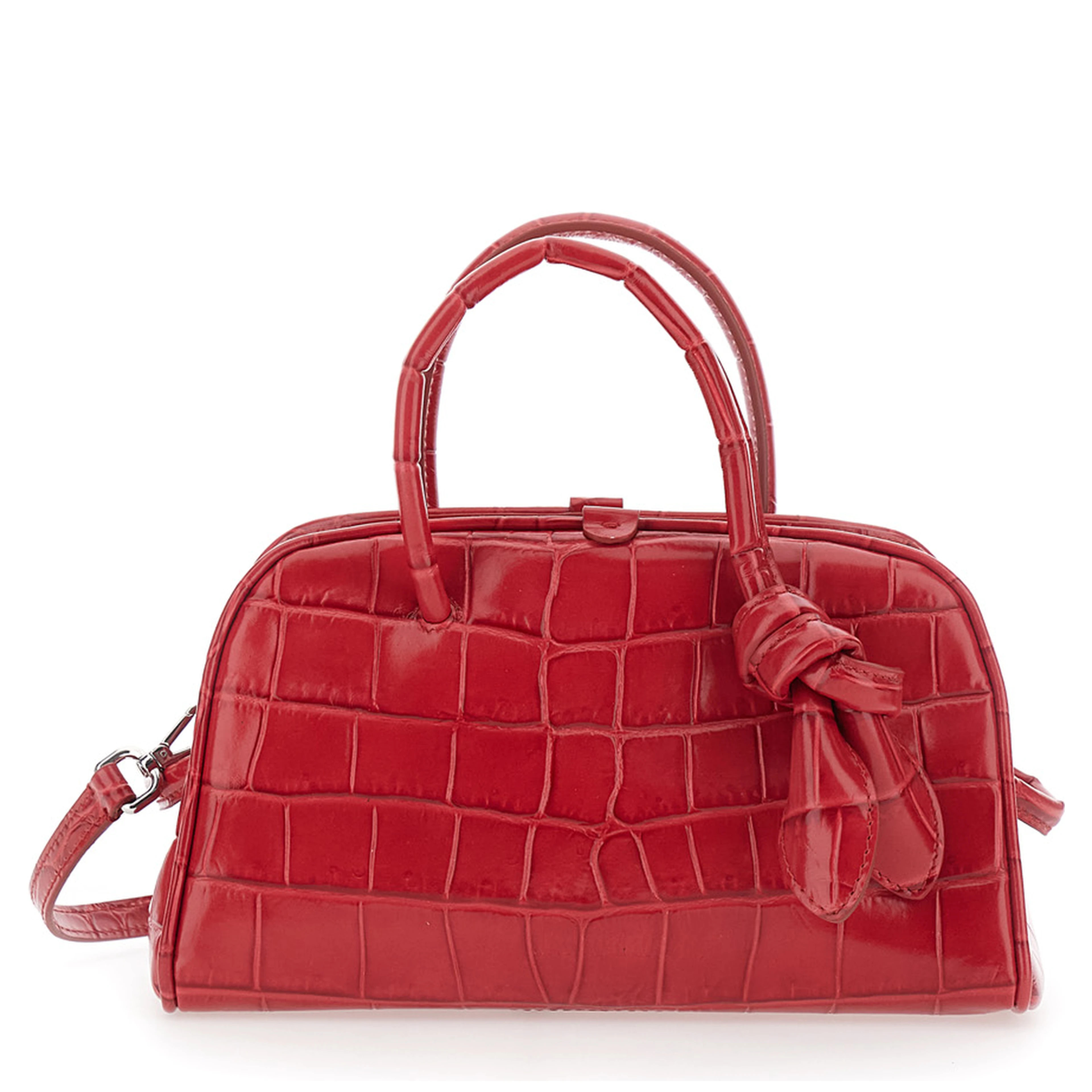 Le Petit Turismo Red Handbag with Adjustable and Removable Shoulder Strap in Leather for Women