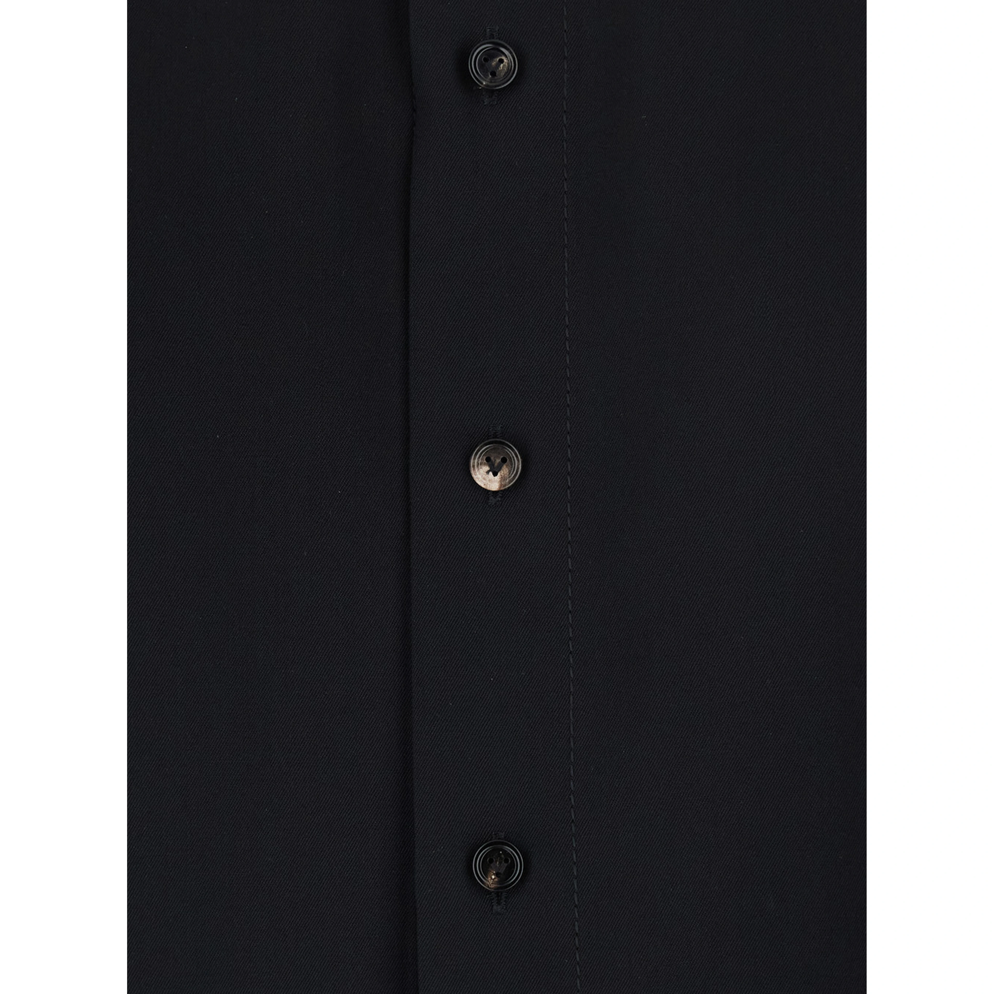 Black Shirt with Classic Collar and Oversized Short Sleeves in  Wool for Women