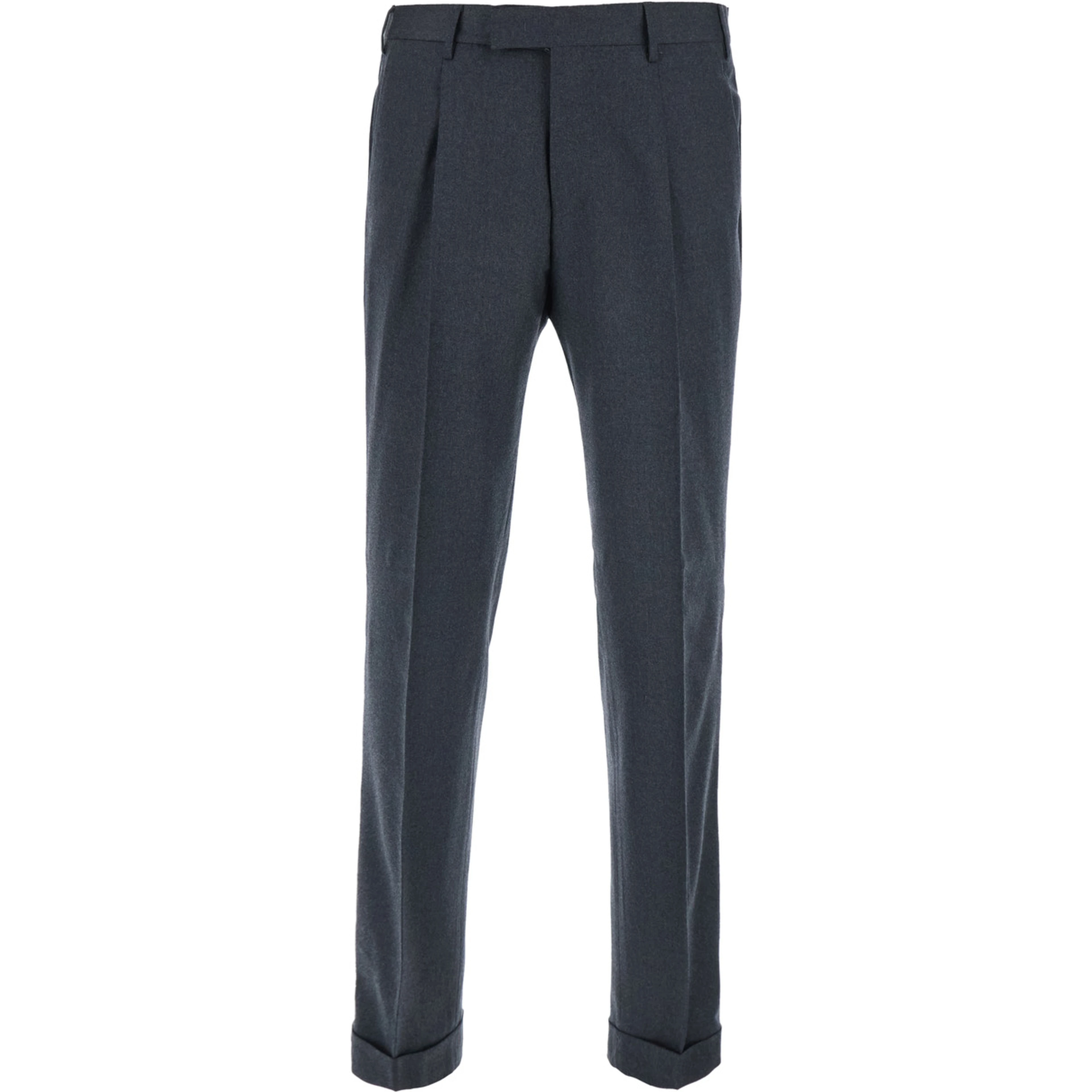 Gray Pants with Single Pleat on the Front in Wool Blend for Men