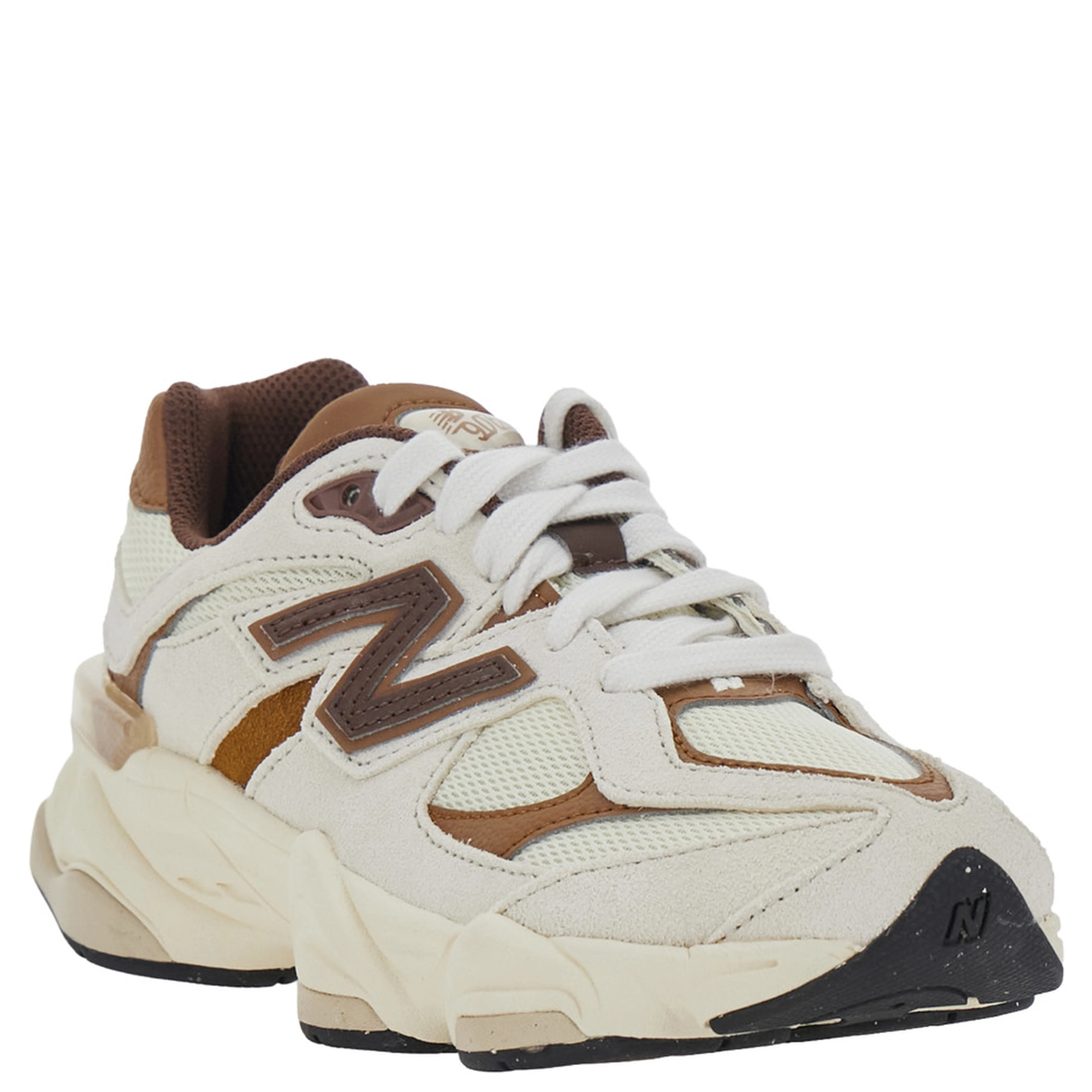 Beige Low Top Sneakers with Logo Patch on the Side and Perforated Design in Fabric Boy