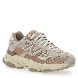 Brown Low Top Sneakers with Logo Patch on the Side and Perforated Design in Fabric Boy