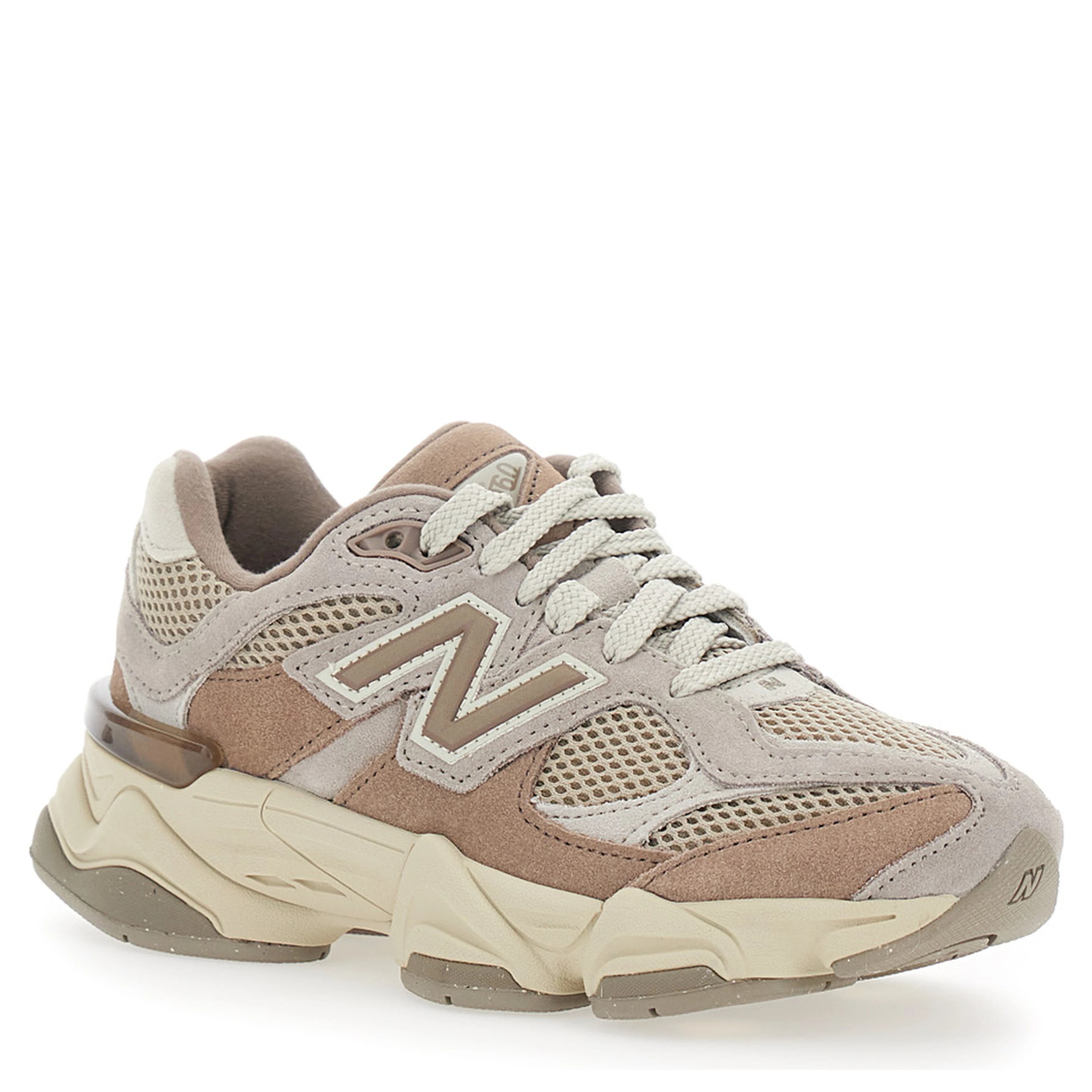 Brown Low Top Sneakers with Logo Patch on the Side and Perforated Design in Fabric Boy