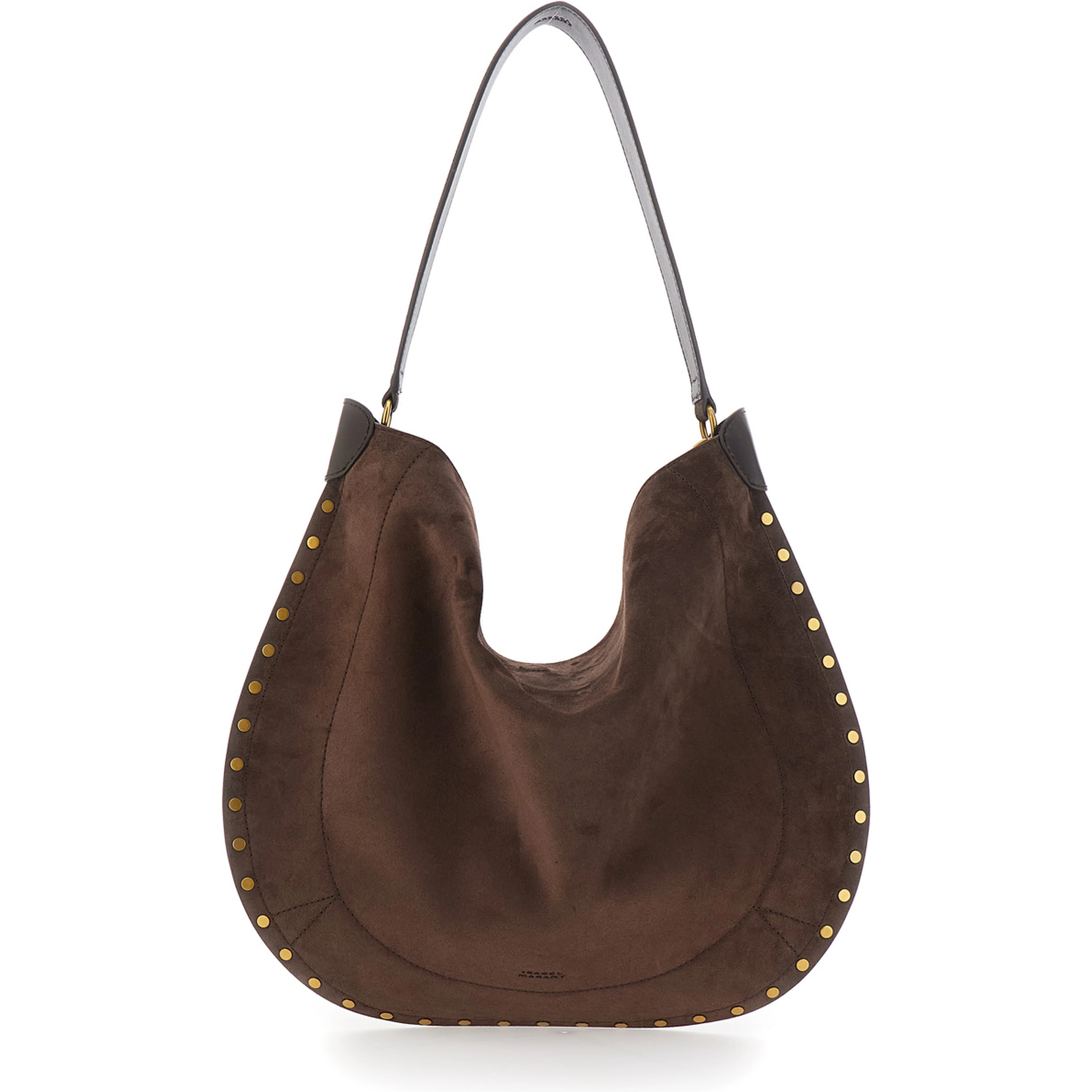 Oskan Hobo Brown Shoulder bag with Studded Trim in Suede for Women