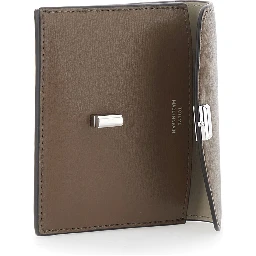 Brown Cardholder with T-lock closure in leather for women
