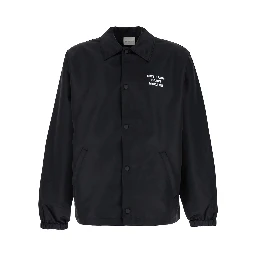 Jacket La Veste Slogan with Classic Collar and Slogan Print on Front and Back in Black Tech Fabric Men
