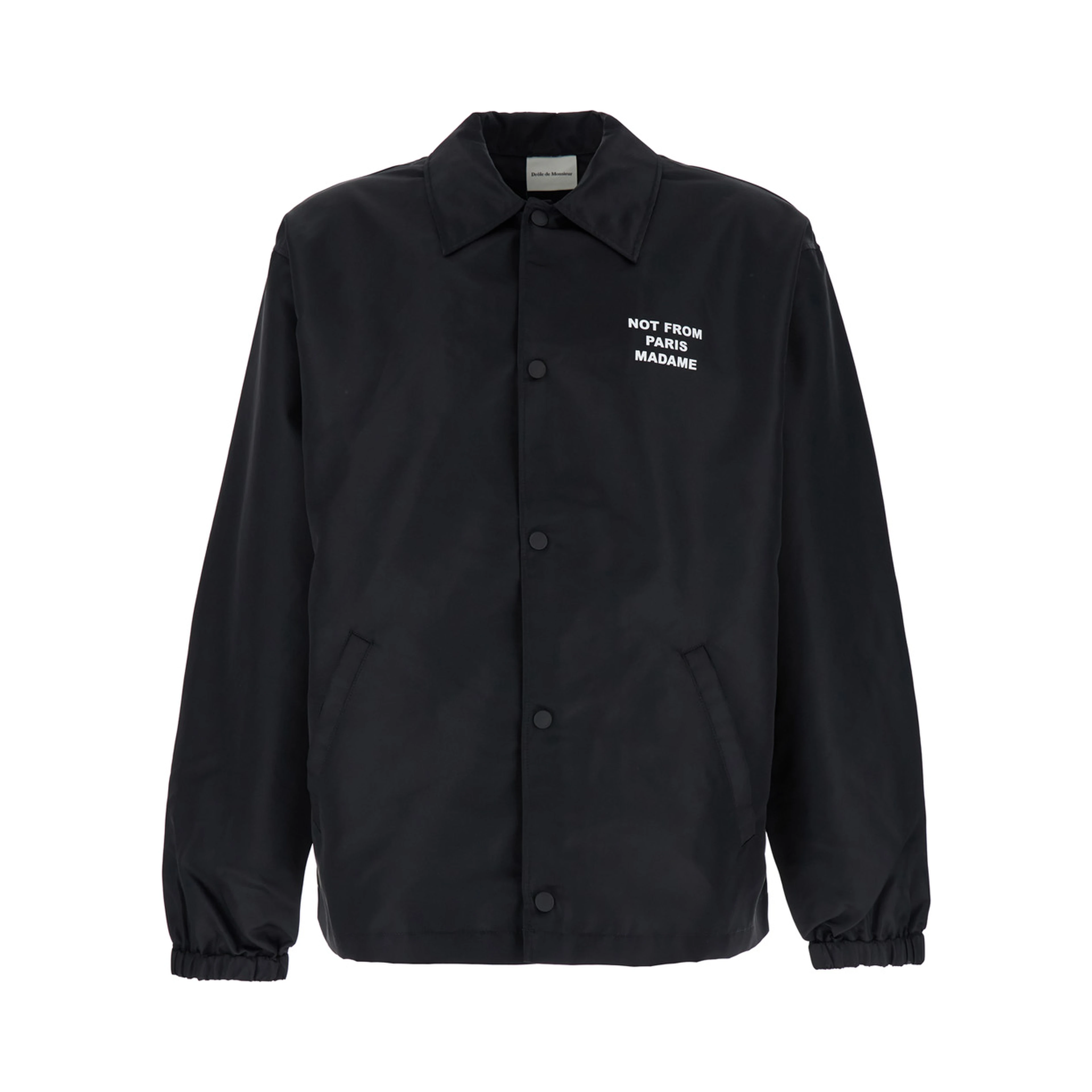Jacket La Veste Slogan with Classic Collar and Slogan Print on Front and Back in Black Tech Fabric Men