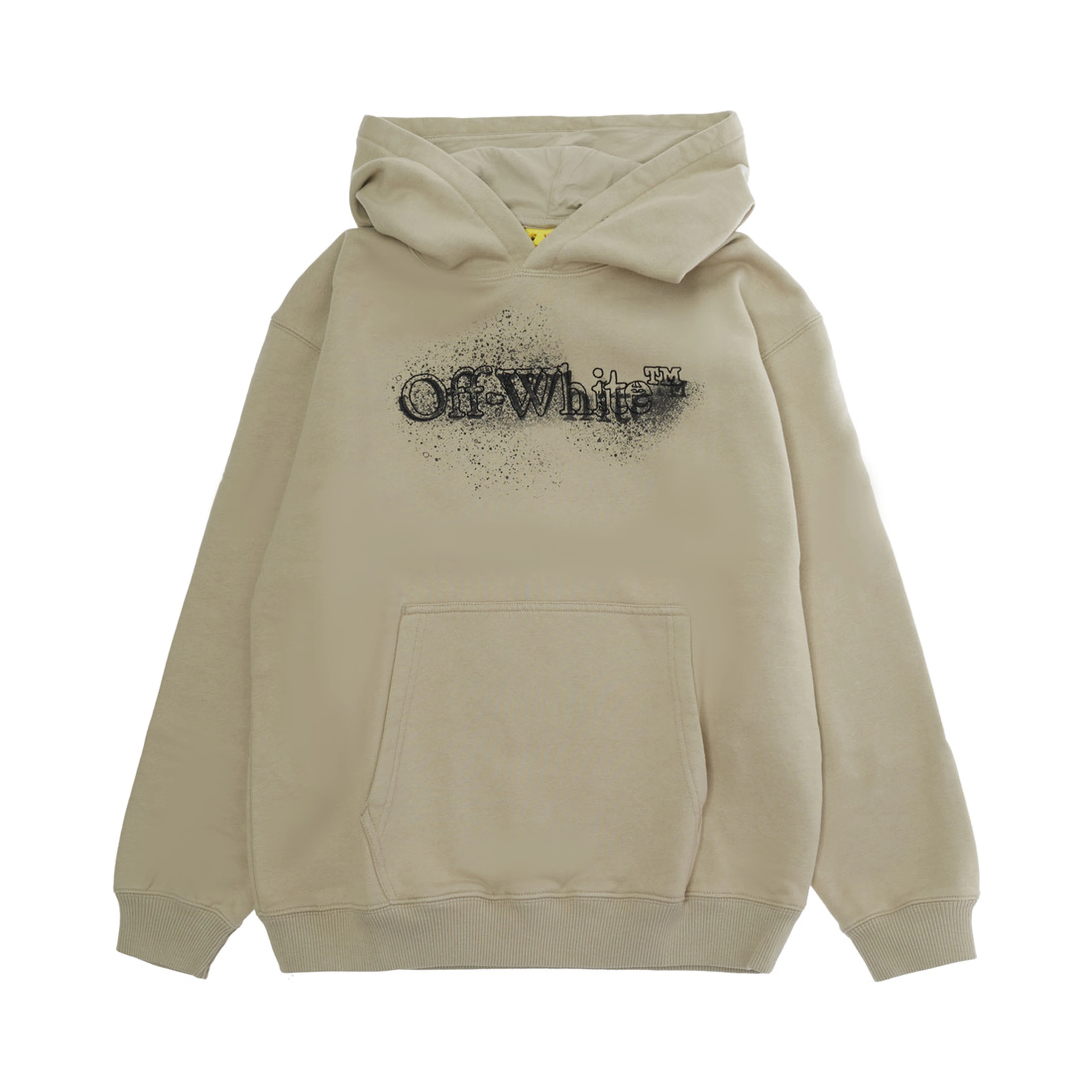 Beige sweatshirt with fixed hood and front and back logo in cotton for boys