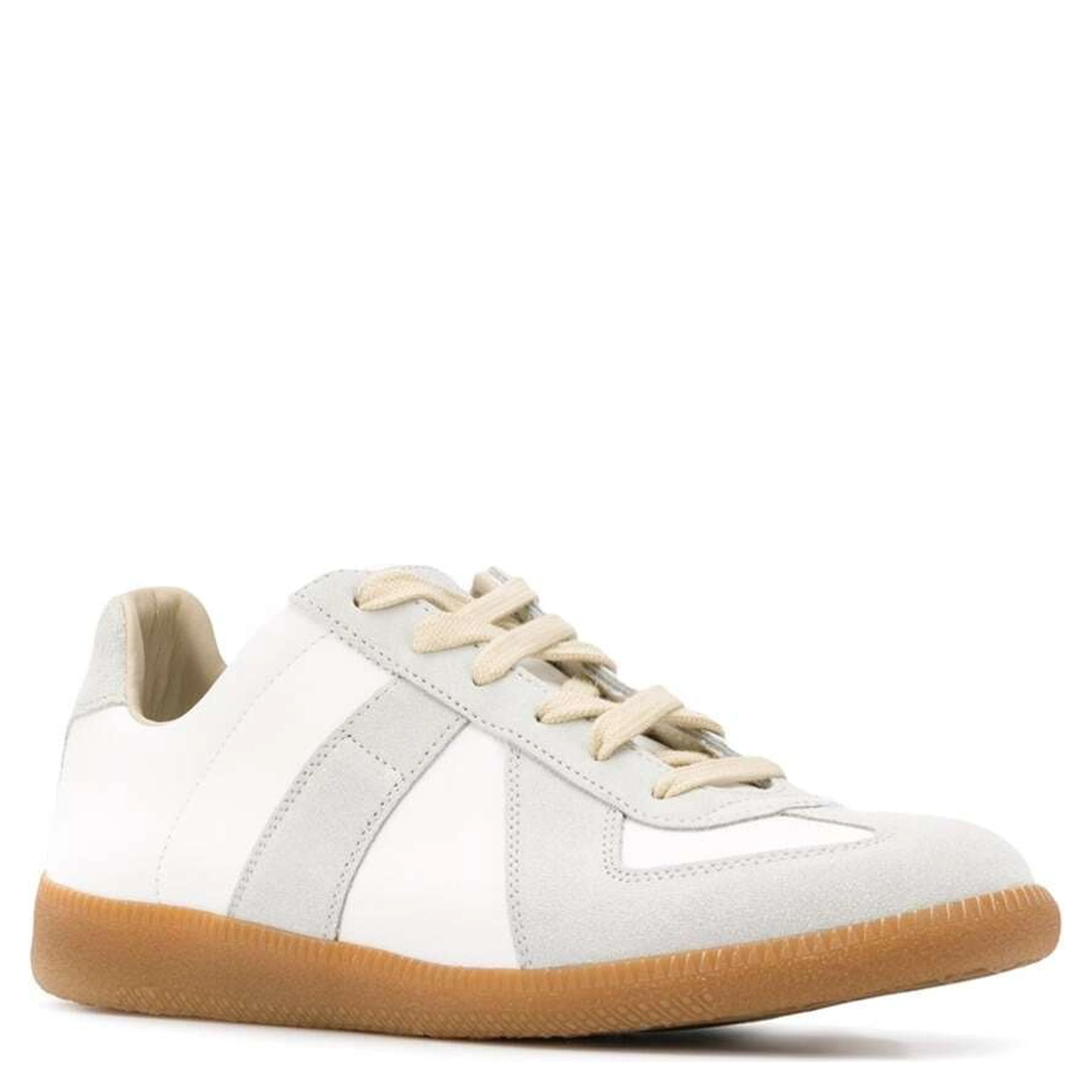 Bicolor Leather Replica Sneakers with White Contrast Design for Women