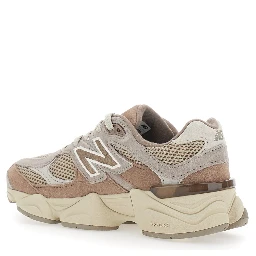 Brown Low Top Sneakers with Logo Patch on the Side and Perforated Design in Fabric Boy