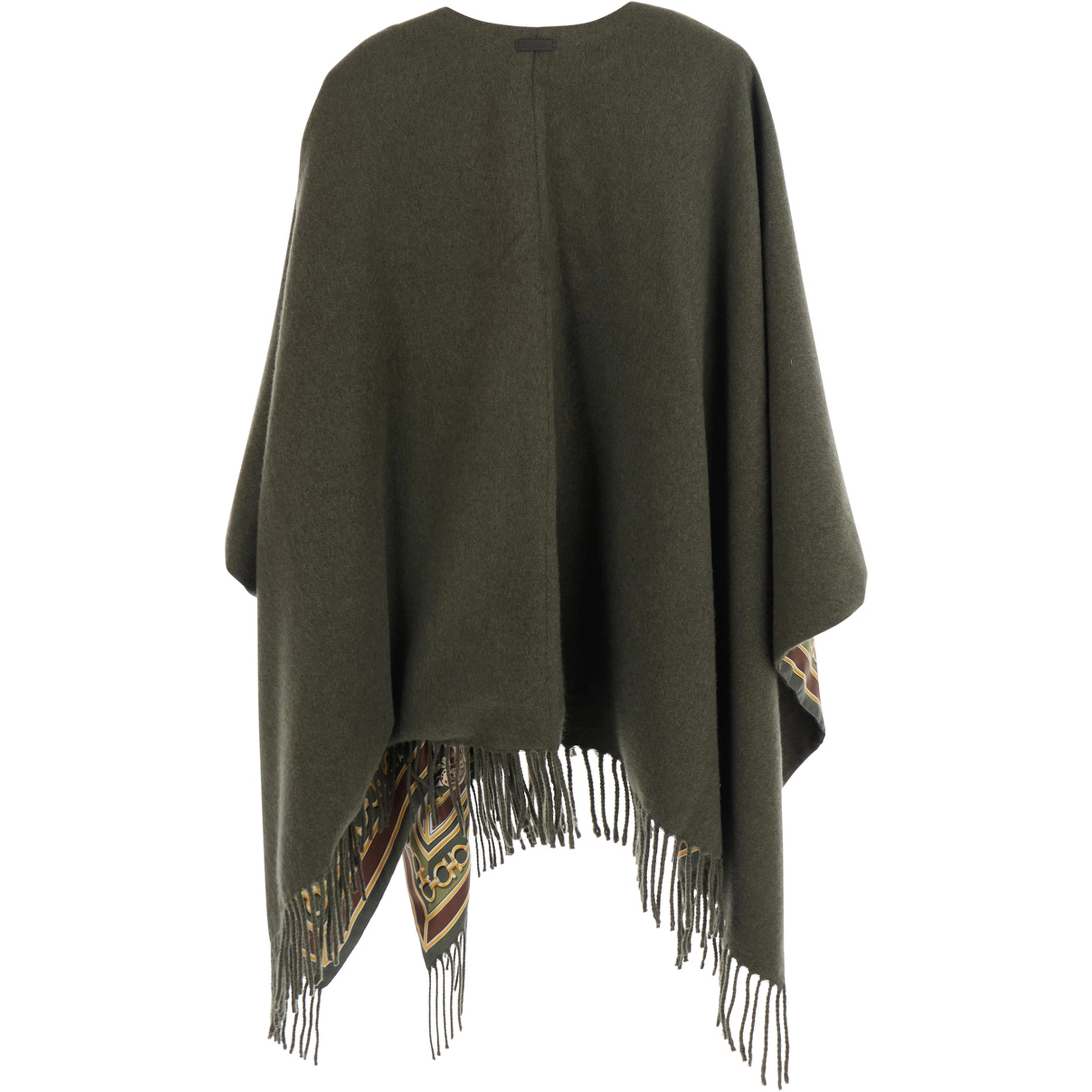 Green Cape with Elegant Leather Details for Women