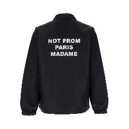 Jacket La Veste Slogan with Classic Collar and Slogan Print on Front and Back in Black Tech Fabric Men