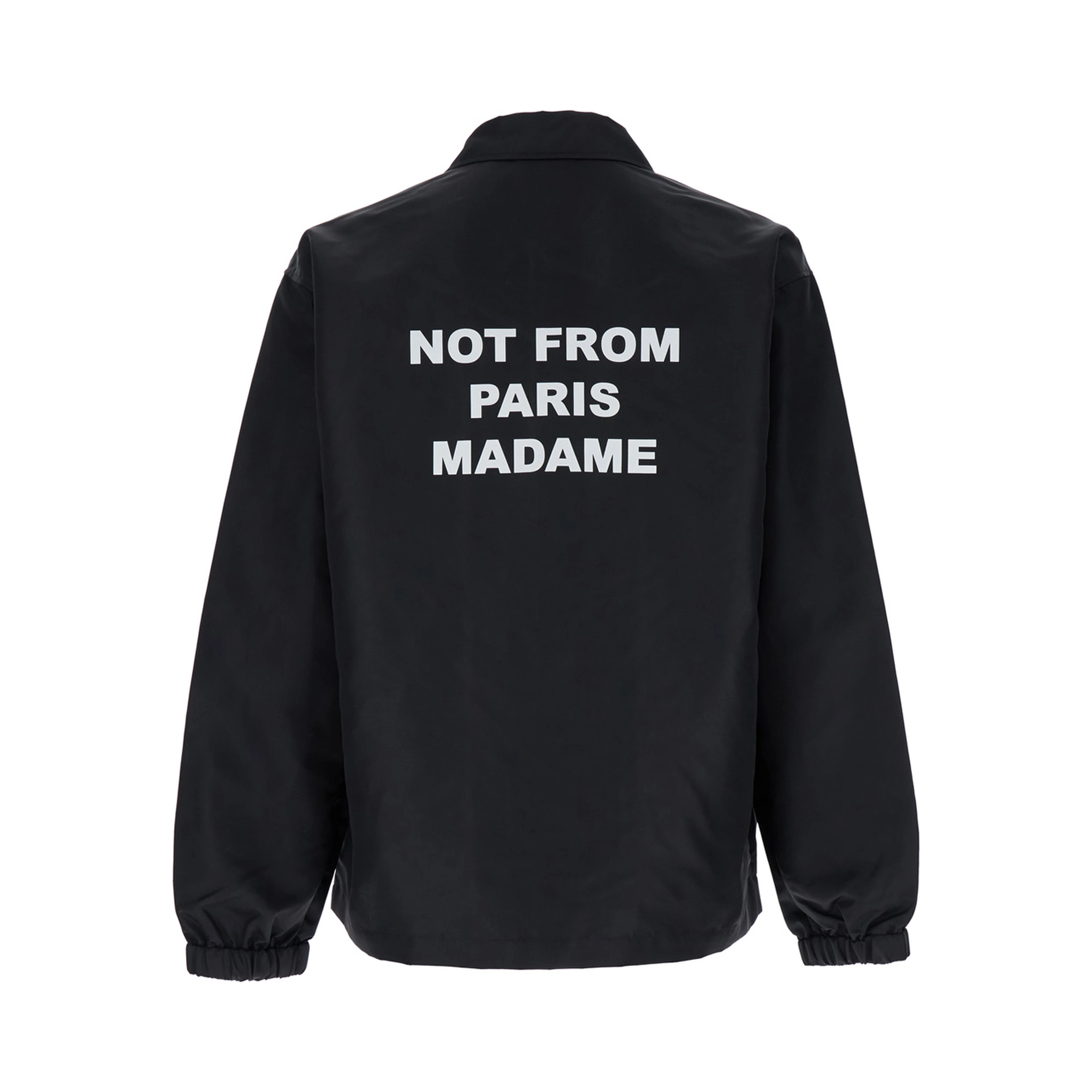 Jacket La Veste Slogan with Classic Collar and Slogan Print on Front and Back in Black Tech Fabric Men