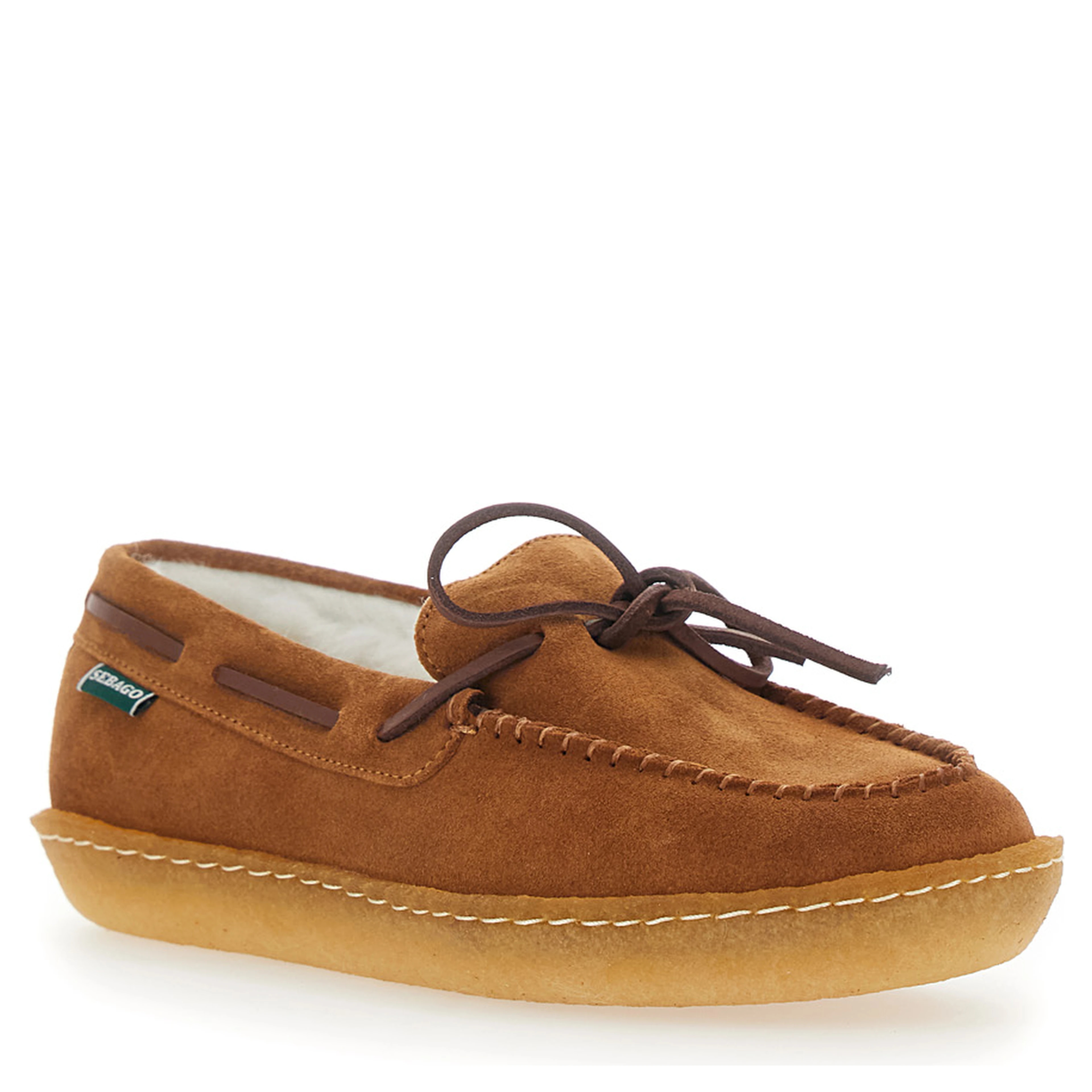 Colton Brown Loafers with Contrasting Stitching in Suede for Women