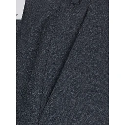 Gray Pants with Single Pleat on the Front in Wool Blend for Men