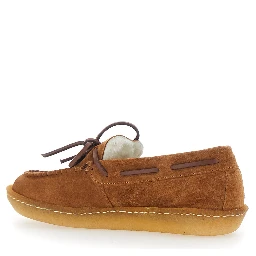 Colton Brown Loafers with Contrasting Stitching in Suede for Women