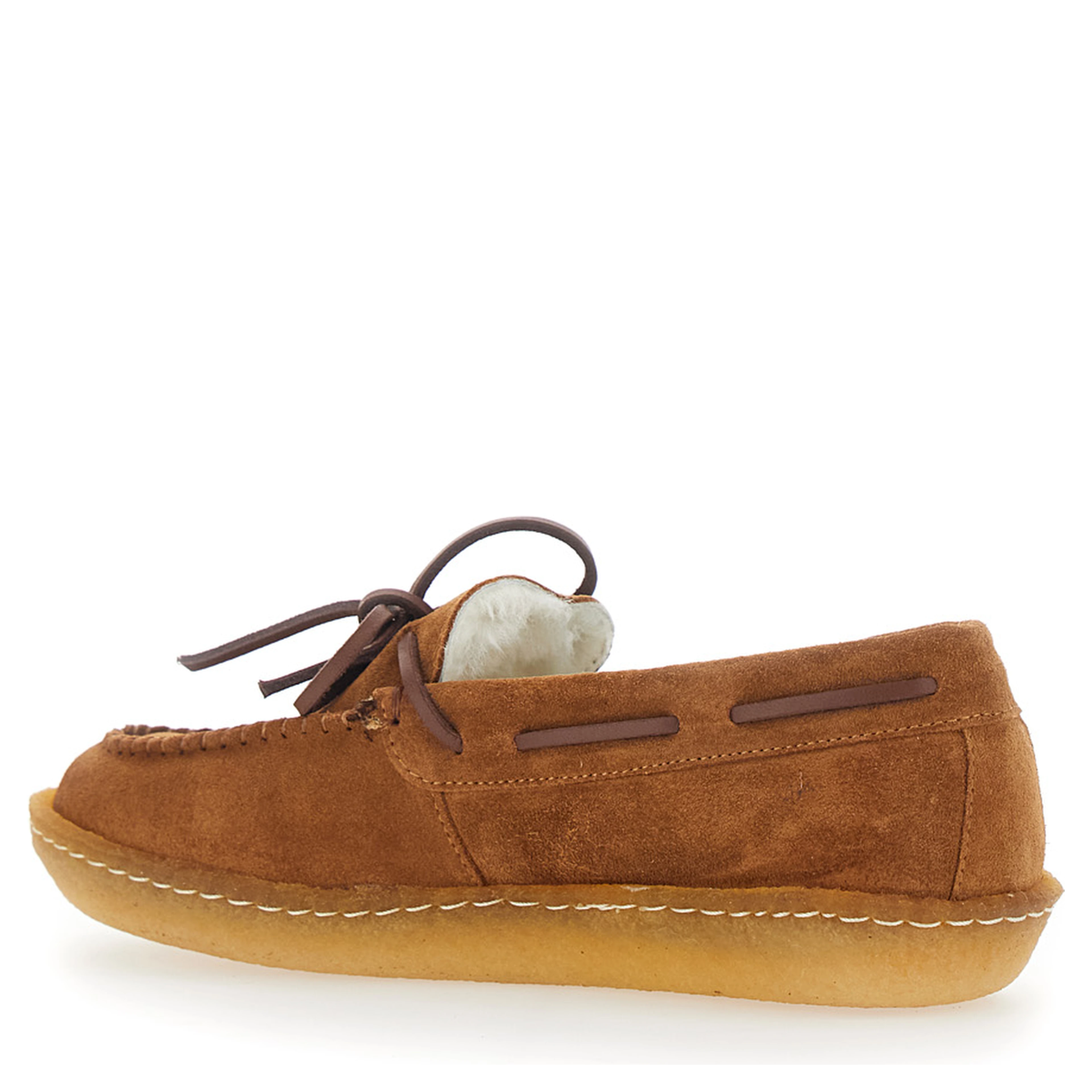 Colton Brown Loafers with Contrasting Stitching in Suede for Women