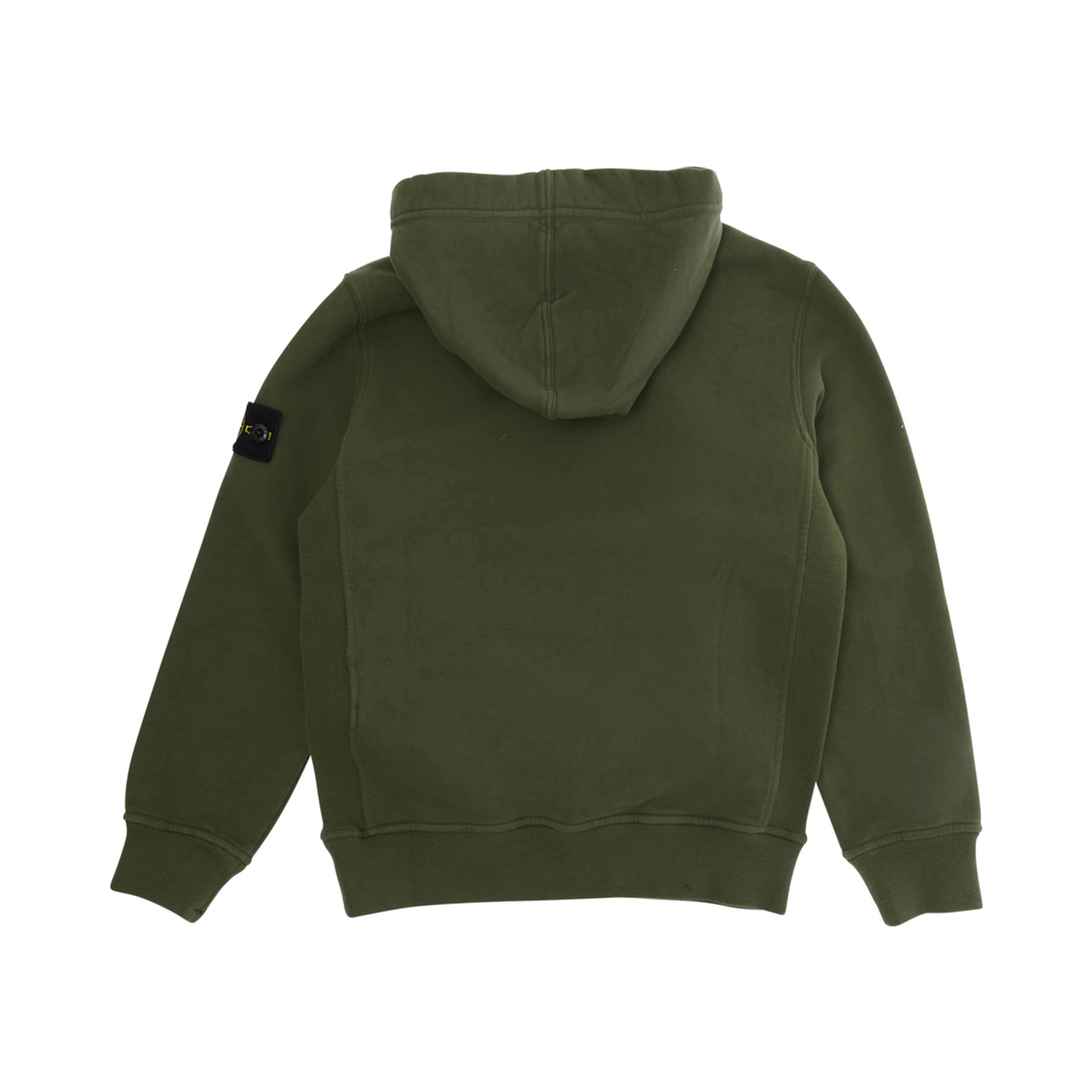 Green Hoodie with Fixed Hood and Logo Patch on Sleeve in Cotton Boy