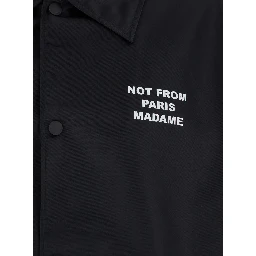 Jacket La Veste Slogan with Classic Collar and Slogan Print on Front and Back in Black Tech Fabric Men