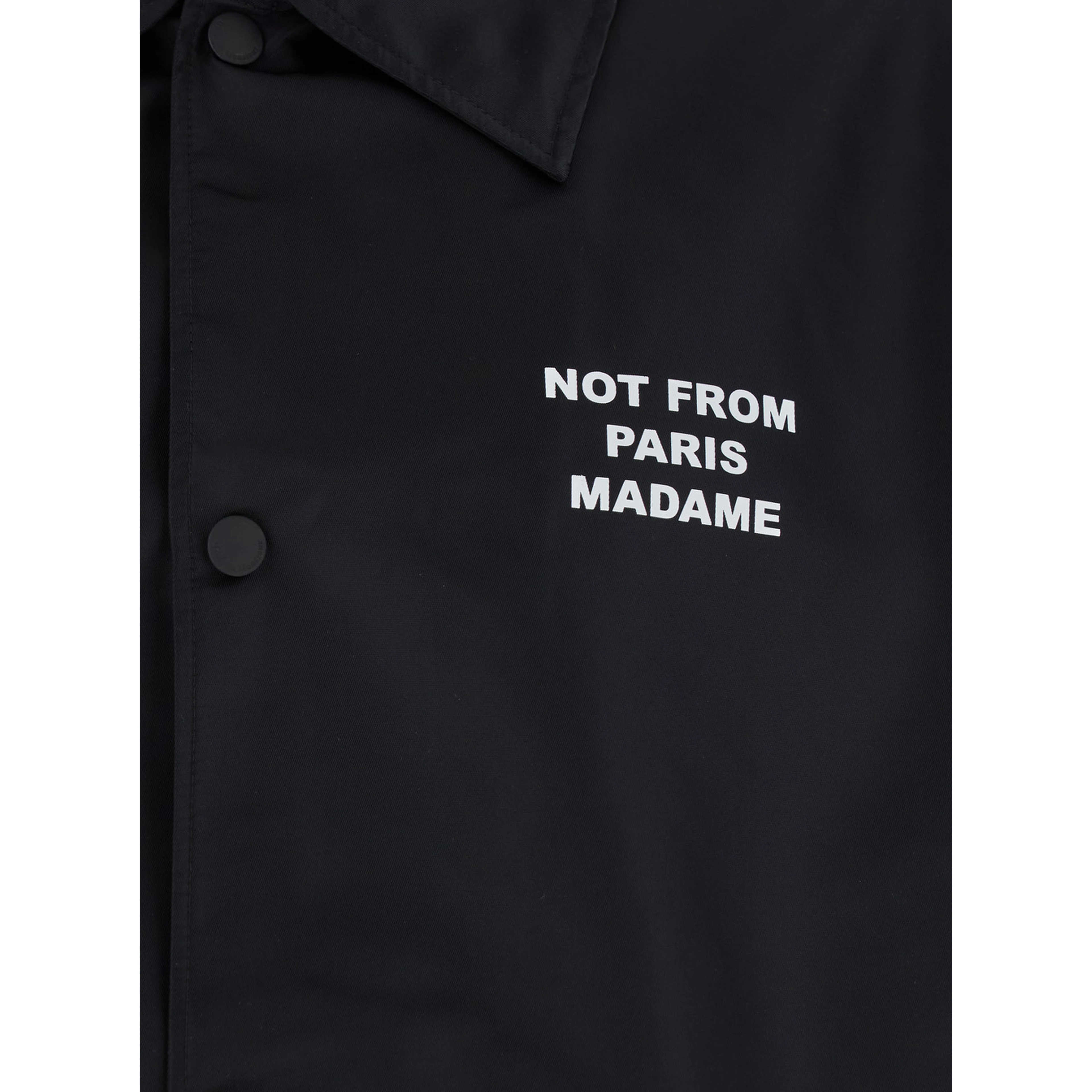 Jacket La Veste Slogan with Classic Collar and Slogan Print on Front and Back in Black Tech Fabric Men