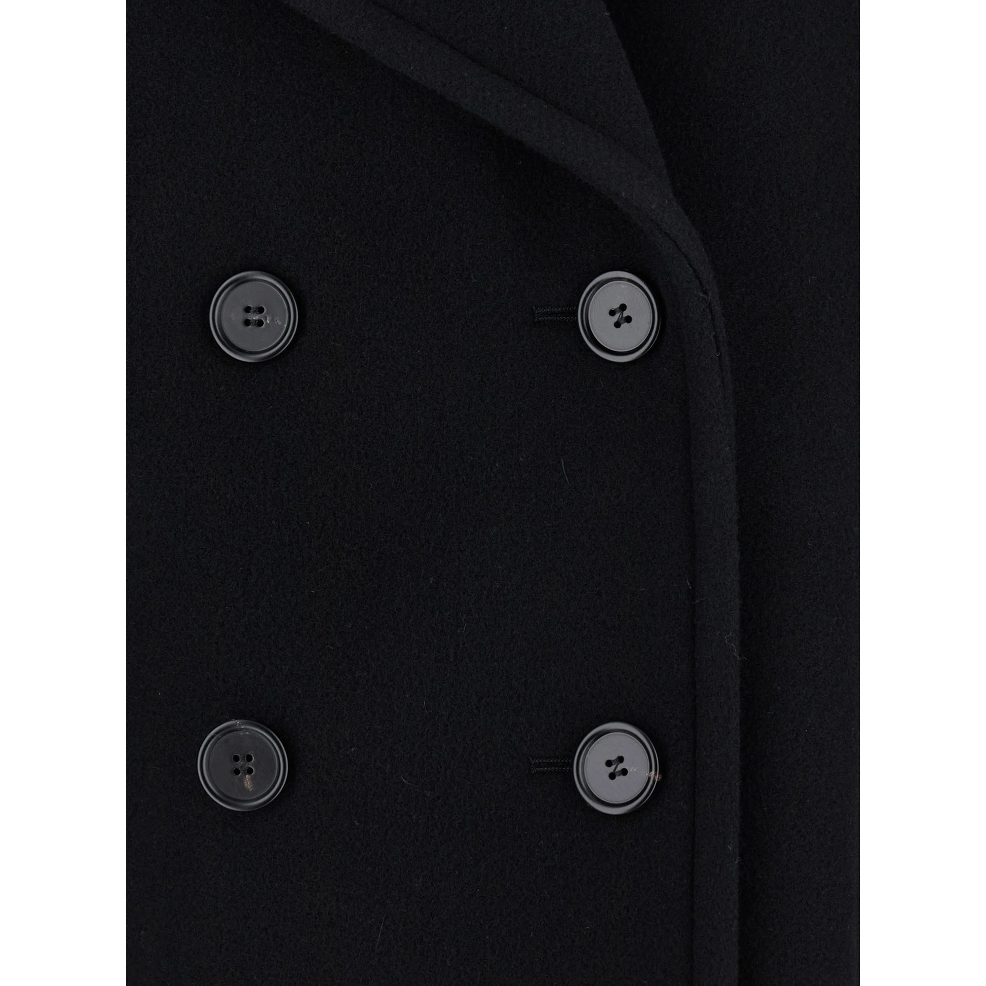 Double-breasted Jacket with Notched Revers and Dropped Shoulders in Wool Blend Black Women