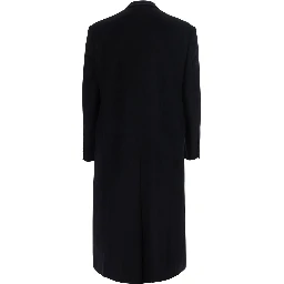 black Double-breasted coat with Peak revers in wool and cashmere for men