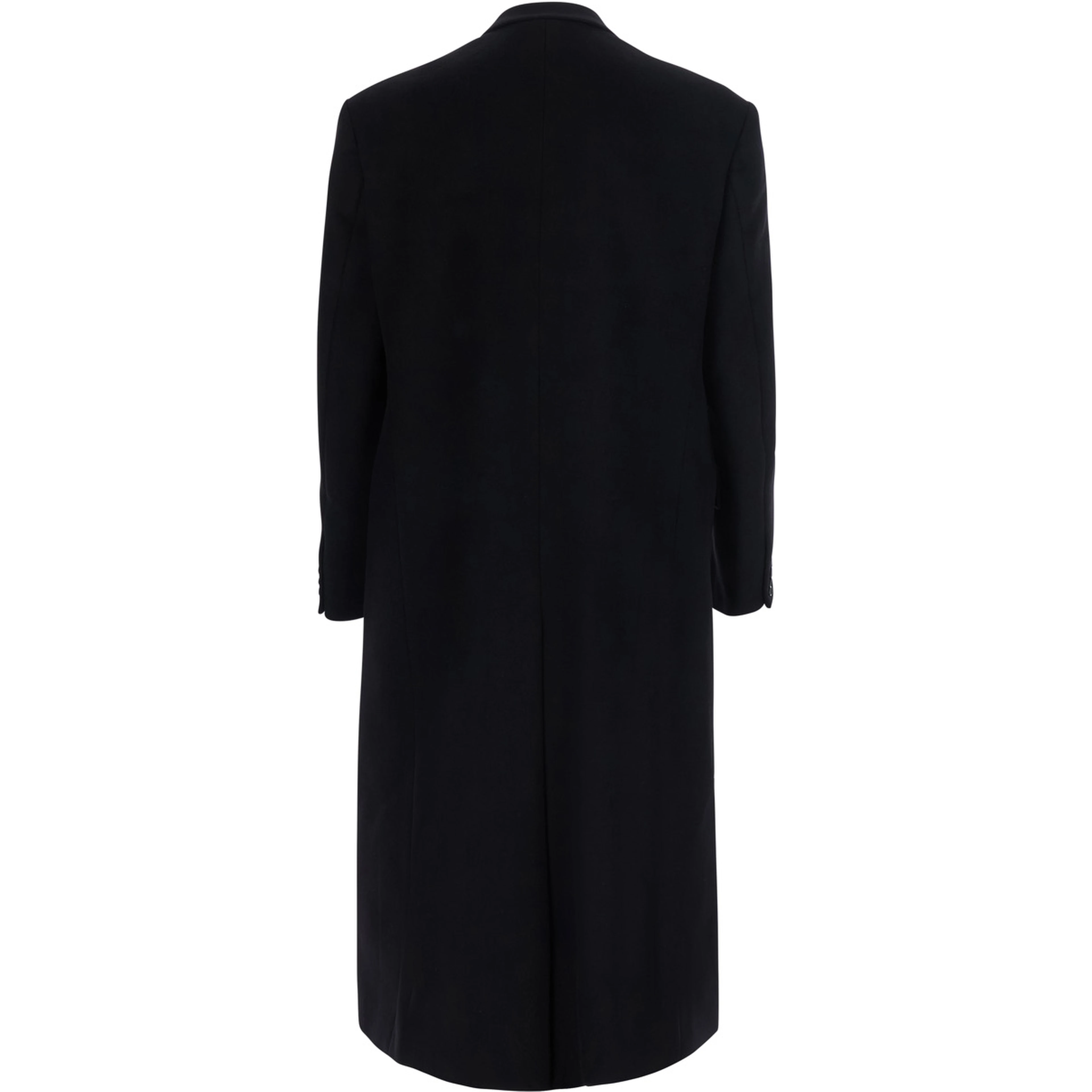 black Double-breasted coat with Peak revers in wool and cashmere for men