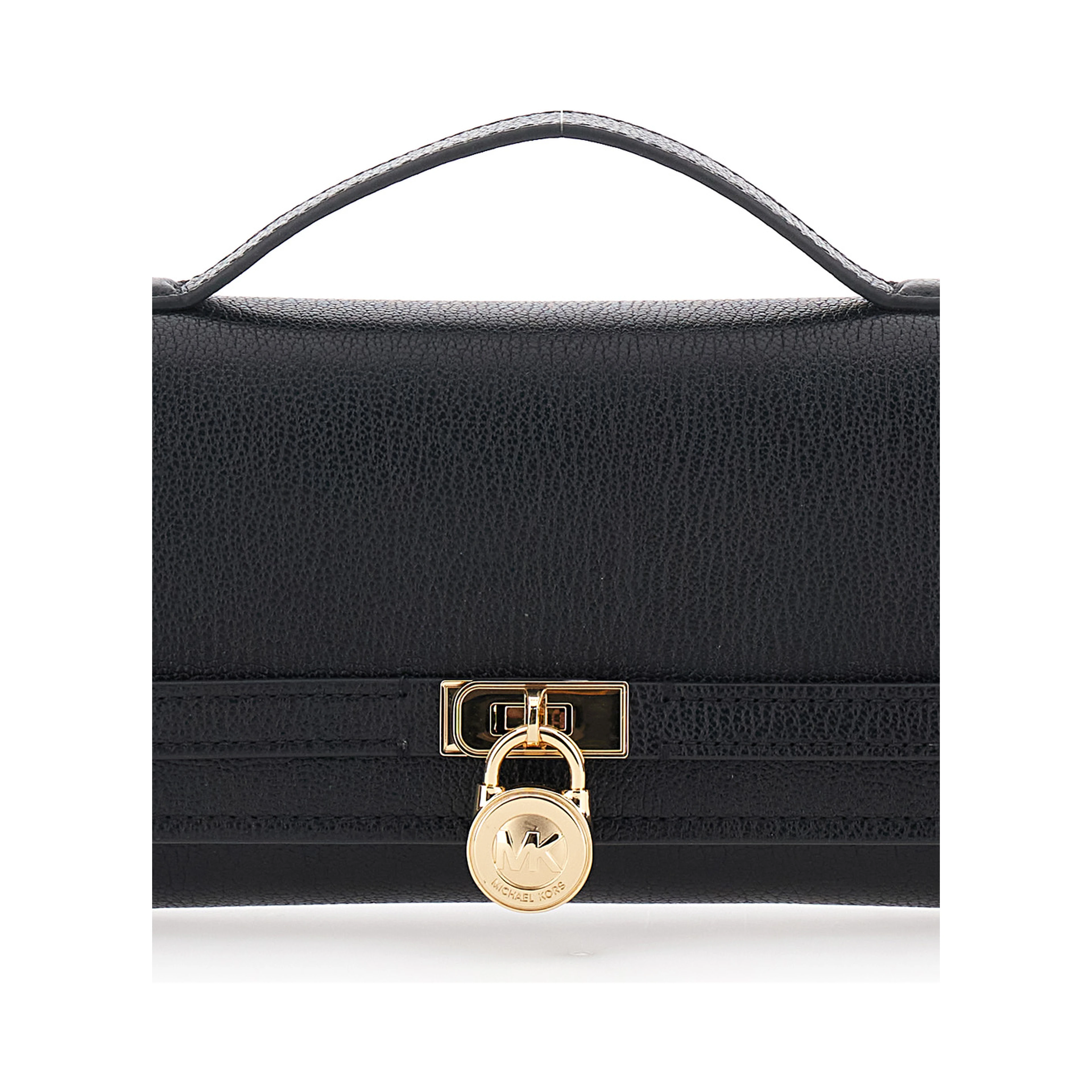 Clutch Hamilton Moderne with Padlock Detail on the Front in Grained Black Leather for Women