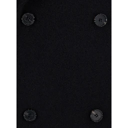 black Double-breasted coat with Peak revers in wool and cashmere for men
