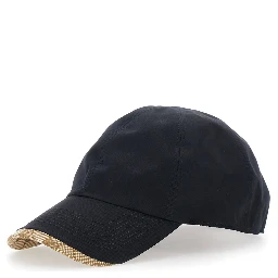 Black Baseball Hat with GG Motif Detail on the Edge in Cotton for Men